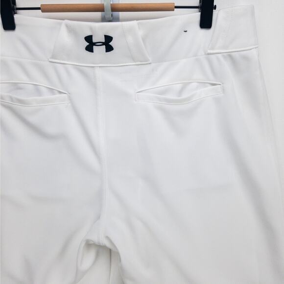 Under Armour HeatGear Track Pants Men’s L 32" Inseam White Reinforced Knees Logo - Picture 11 of 12